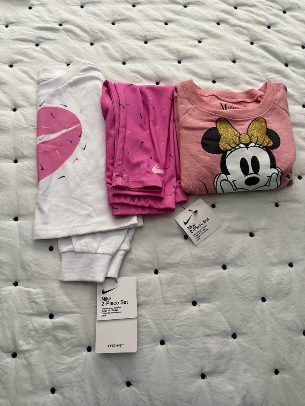 Nike Pink & White 2-Piece Kids Set & Minnie Mouse Fleece Top. $35